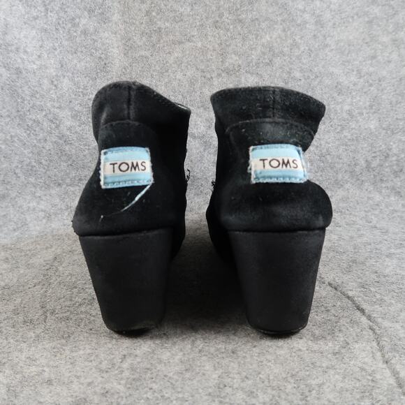 Toms Shoes Womens 6 Desert Booties Wedge Ankle Boot Fashion Casual Suede Black - Picture 6 of 15